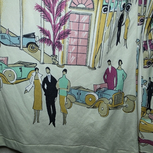 Helen Sue 1970s Art Deco Car Show Novelty Print Top Vintage Sz M - Picture 7 of 10